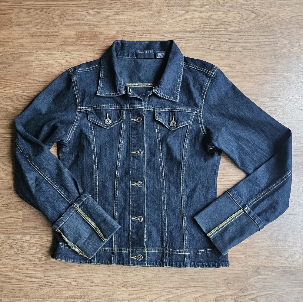 Rue 21 Dark Blue Stretch Denim Jean Jacket Women's Junior Size Large